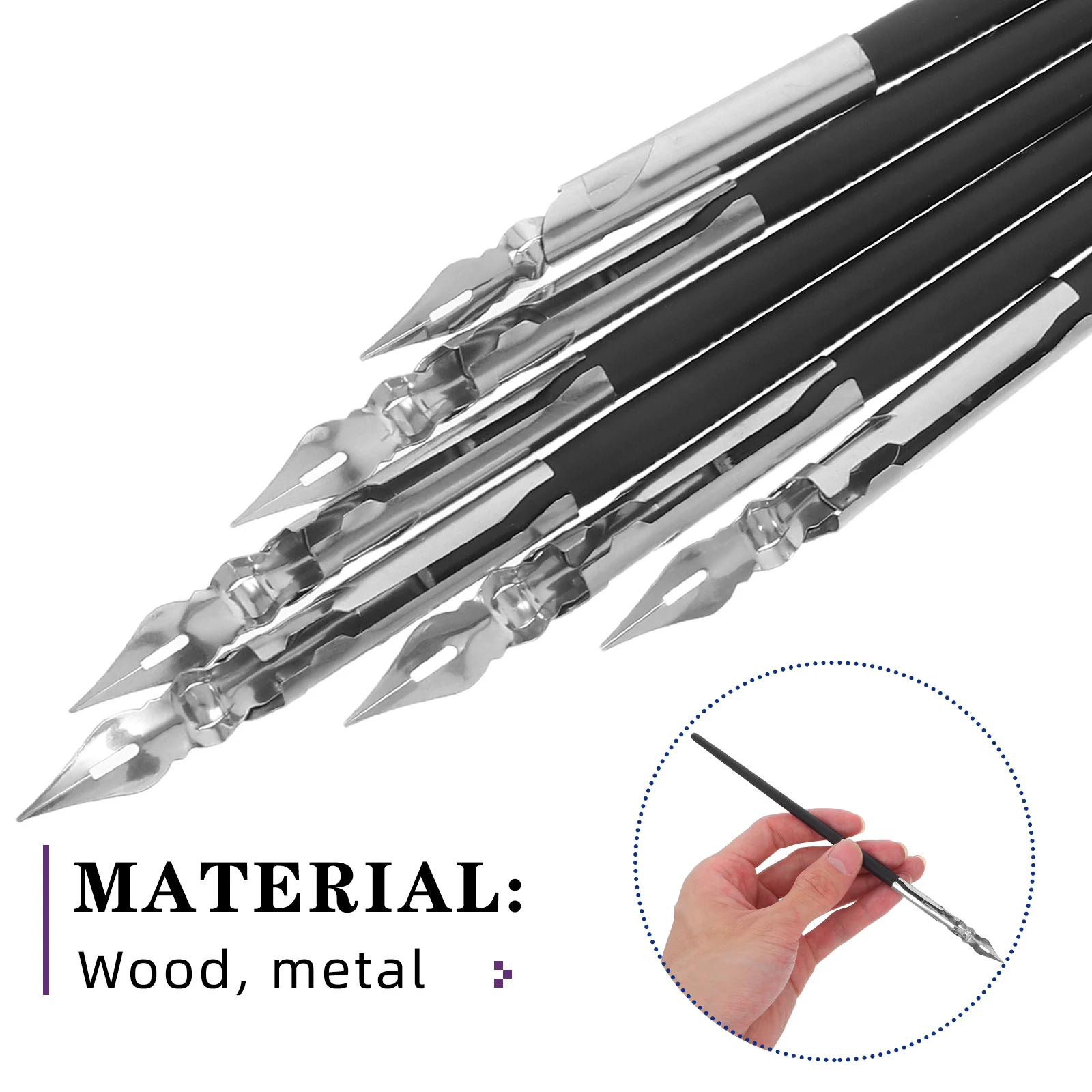 6 ชิ้นชุดปากกาจุ่มมืออาชีพการวาดภาพการ์ตูนปากกามังงะสำหรับร่างภาพวาดการเขียนลายเซ็นการประดิษฐ์ตัวอักษรสำนักงานโรงเรียน