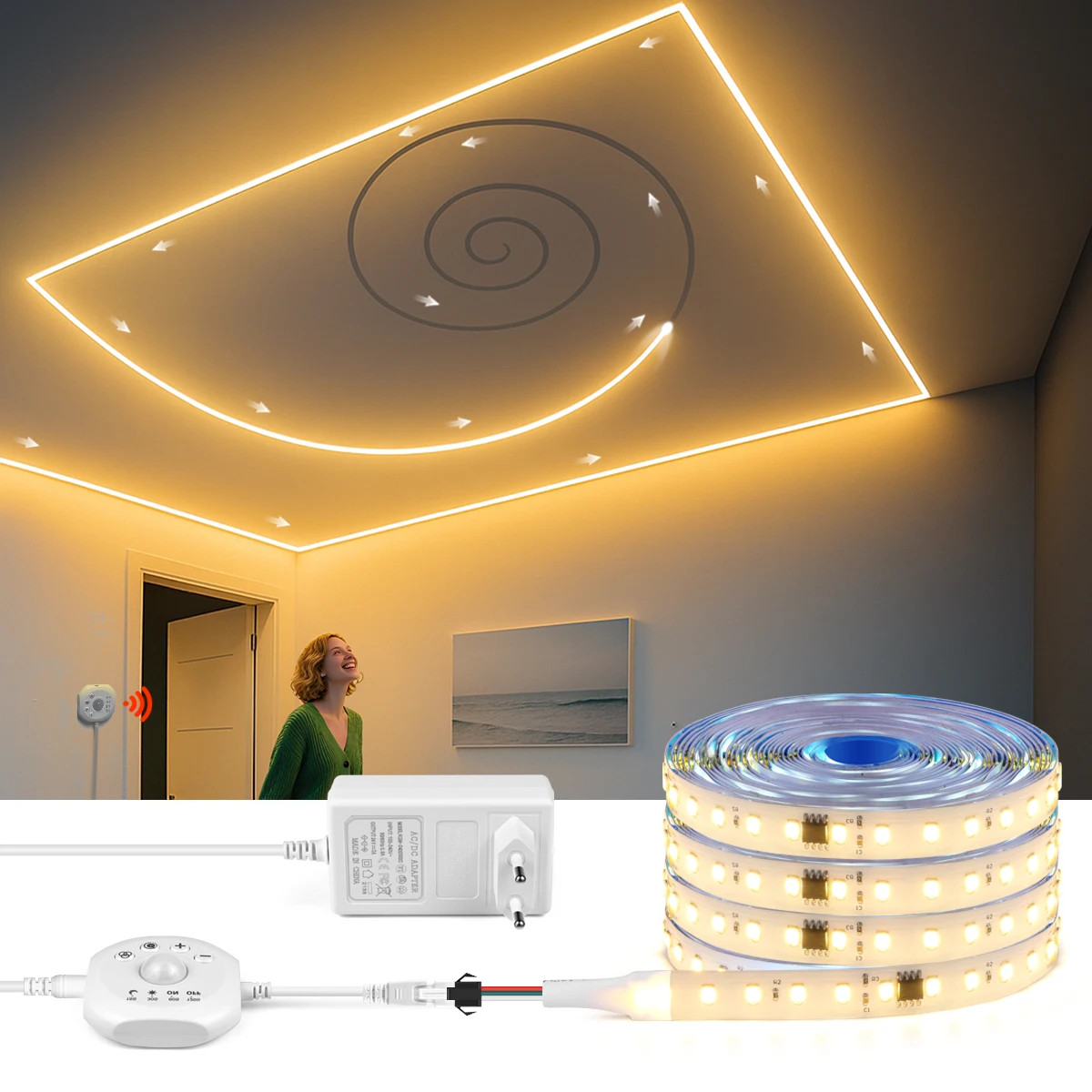 محس حركة LED قطاع أضواء 24 فولت WS2811 تشغيل تدفق المياه مطاردة LED مصباح لاصق لدرج الممر سقف مدخل الباب