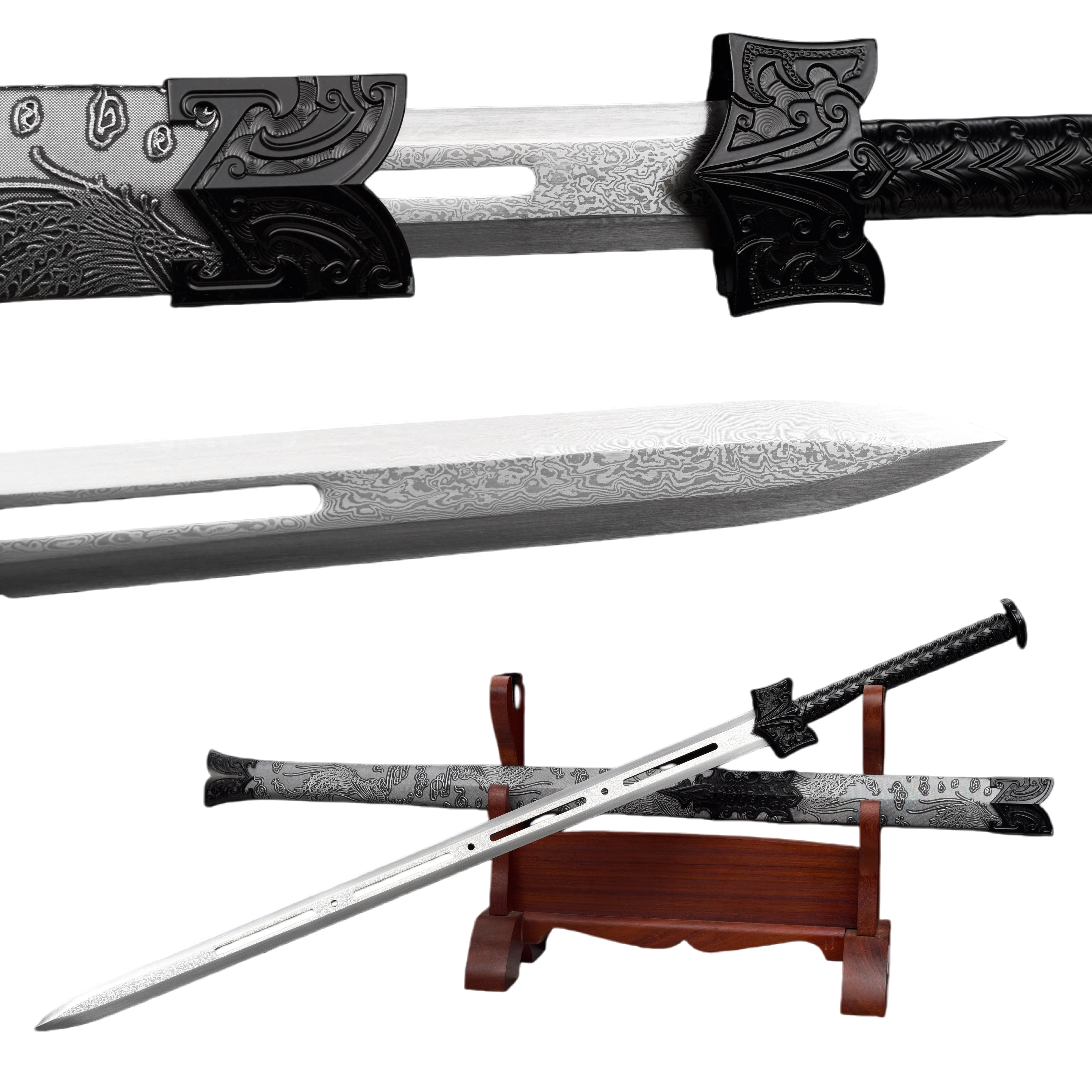 108cm medieval Chinese Han sword made of Damascus steel, extremely sharp samurai sword, knight combat preparation katana Sharp