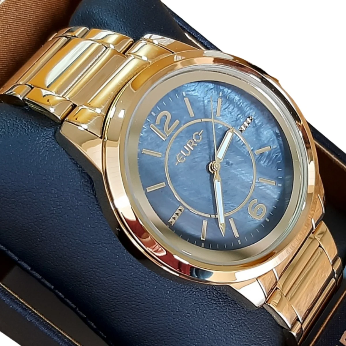 Women's Golden Watches Original Euro Large Background Navy Blue