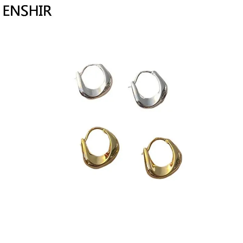 ENSHIR Geometric Small Hoop Earrings for Women Creative Simple Golden Silver Color Huggies Jewelry Pulseras Mujer