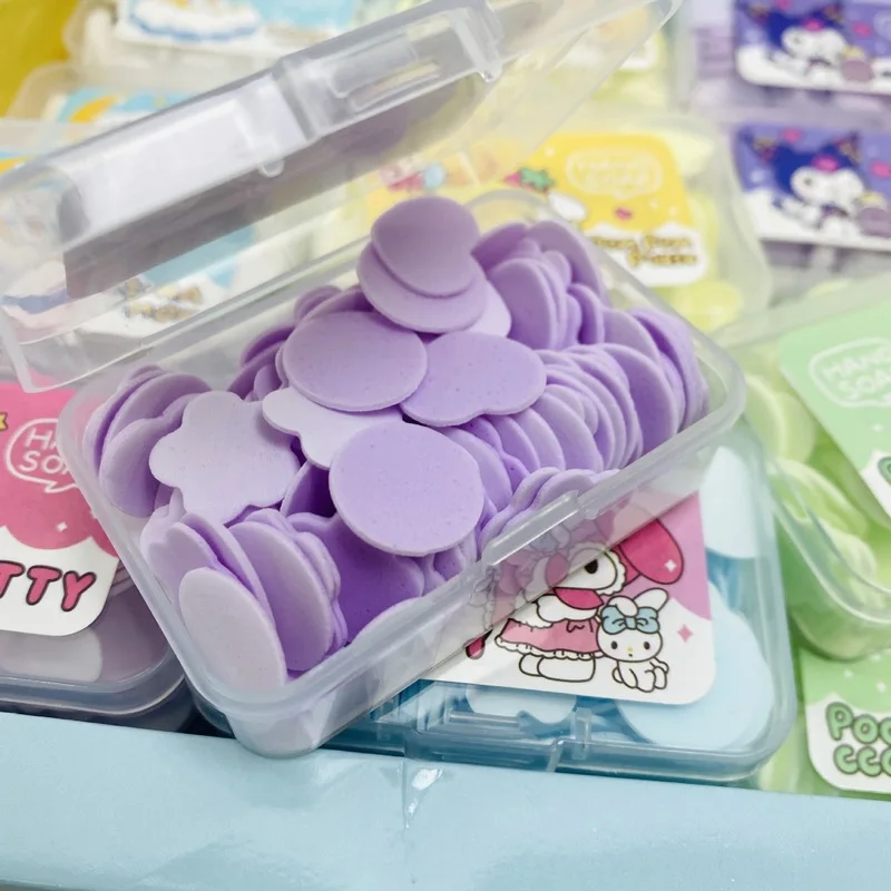 Sanrio Hand Washing Tablets Small Square Box Flower Petal Convenient Soap Paper Antibacterial Disposable Soap Flower Workers