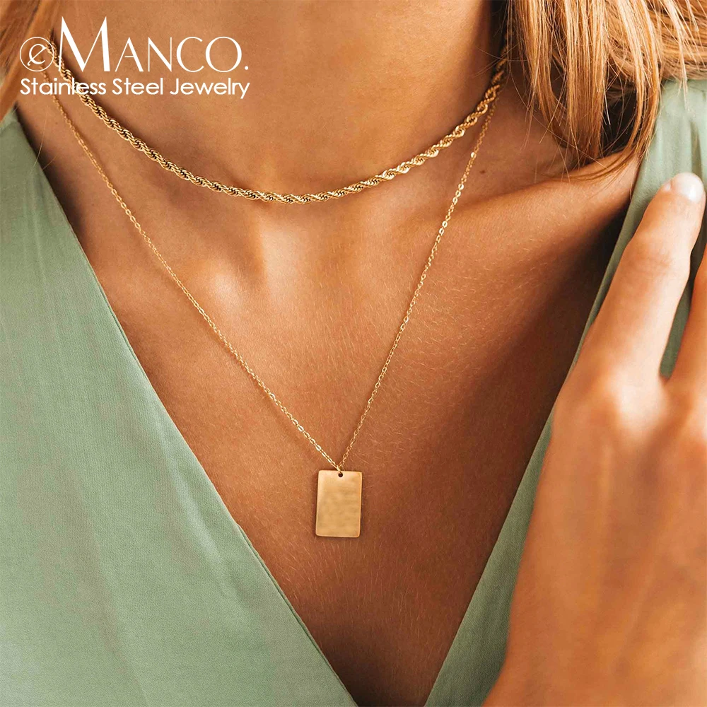 eManco 2025 الفولاذ المقاوم للصدأ مزيج نمط طقم مجوهرات زوجين مزدوجة الملتوية سلسلة قلادة هدية الكريسماس المجوهرات بالجملة #1