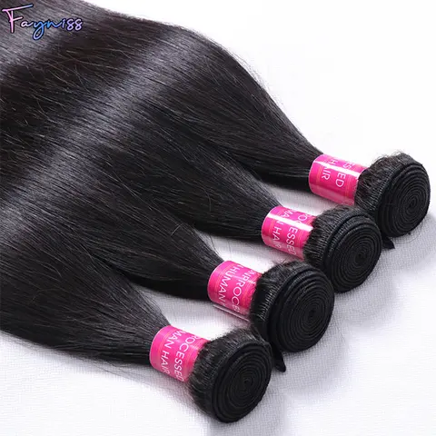 Fayniss-extensiones de cabello humano liso, 1/3/4 mechones, extensiones de cabello humano brasileño Remy crudo, 100% extensión de cabello humano sin procesar