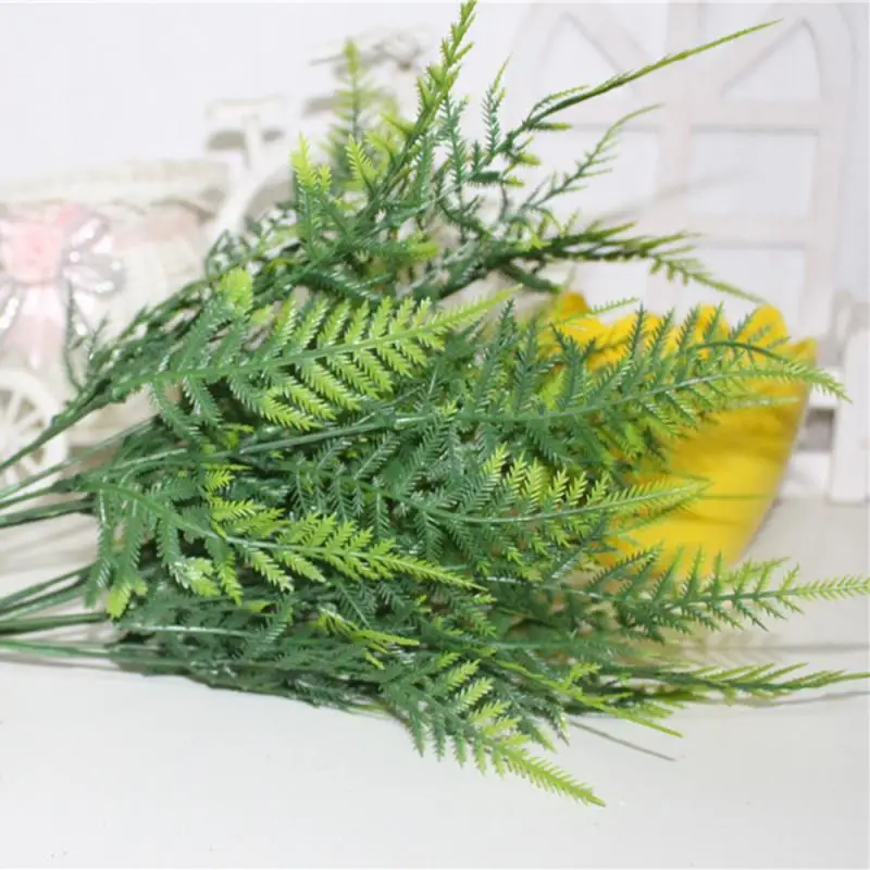 Tallos de plantas artificiales, helecho de espárragos, helecho de plástico, hojas verdes, flor falsa, adornos para boda, oficina y hogar, decoraciones de mesa