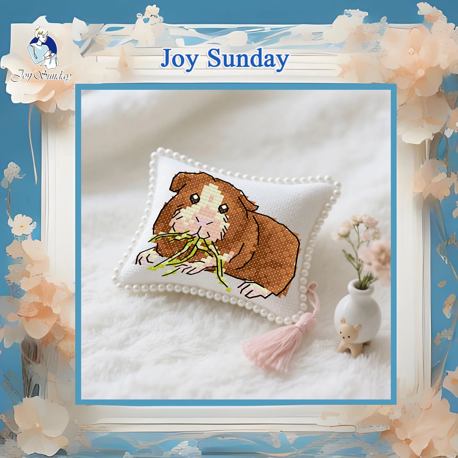 

Joy Sunday Pre-printed Cross Stitch Kit Easy Pattern Aida Stamped Fabric Embroidery Set-Hamster 1