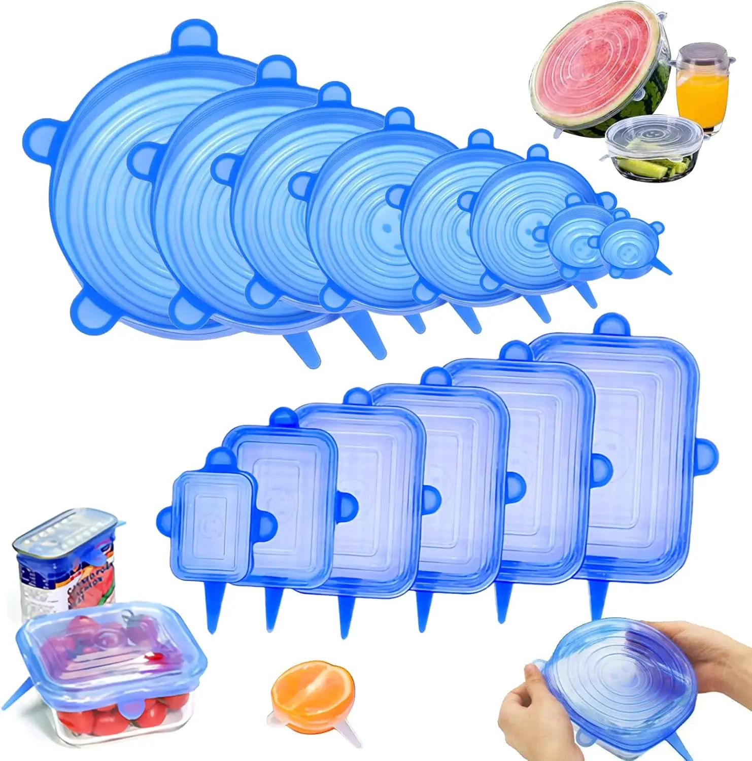 

piece set circular square silicone dustproof and fresh-keeping cover, kitchen and household stretchable refrigerator microwave s