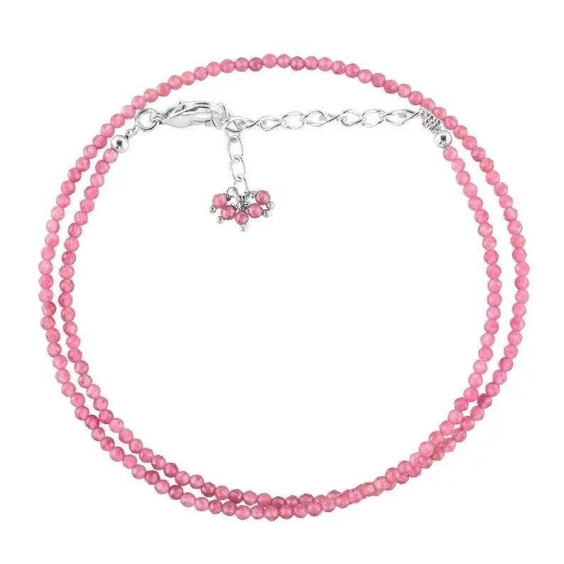 Natural Pink Tourmaline Round Faceted Beads Necklace,4mm,18 Inches