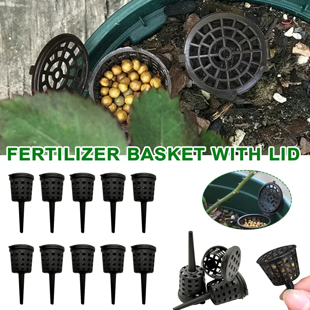 

10/20/30/40pcs Plastic Fertilizer Mesh Basket With Lid Planting Food Net Pot Nursery Pots Garden Nutrition Cup For Orchid Bonsai