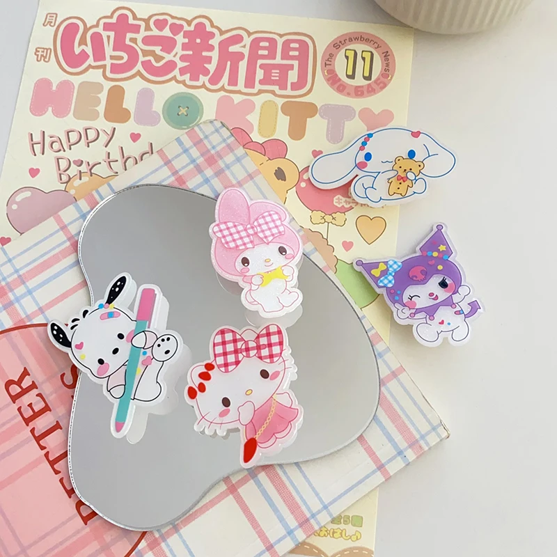 Cartoon Sanrio Hair Clip Kawaii Hello Kitty Cinnamoroll Kuromi Melody Pochacco Side Bangs Clip Hairpin Fashion Hair Accessories