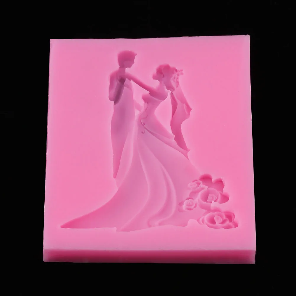 Bride and Groom Silicone Mold for Wedding Cake Decorating Fondant Chocolate Candy Cupcake Polymer Clay Cake Topper