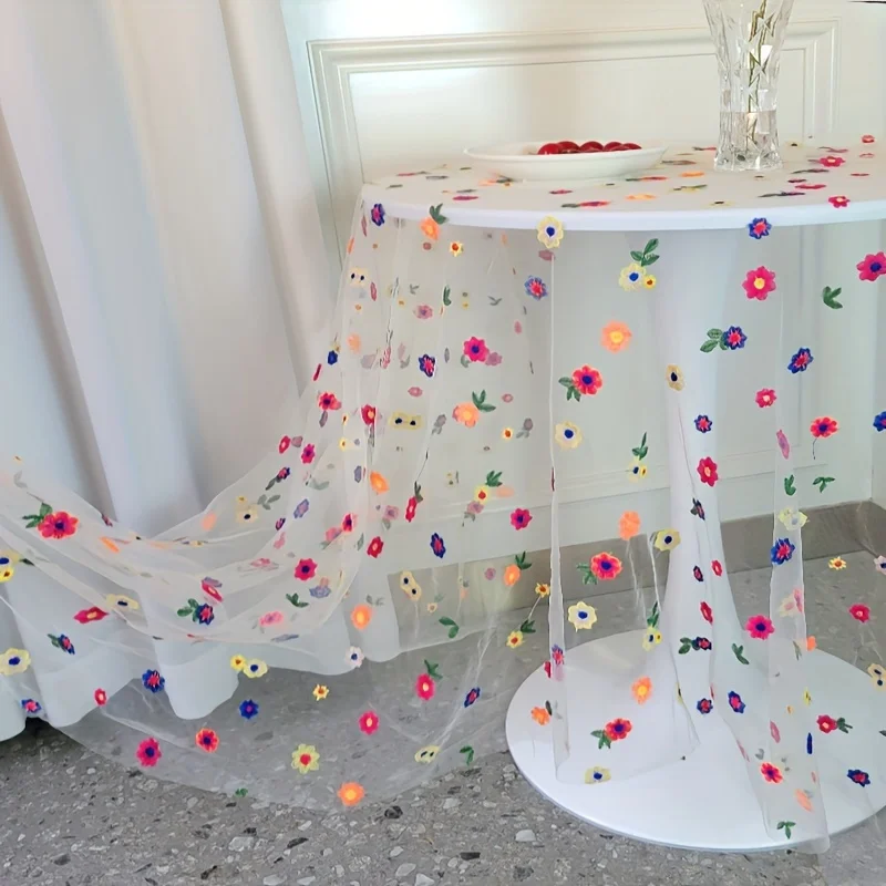 1pc European Lace Tablecloth, Polyester Embroidered Table Cover For Dining, Coffee Table, Side Table, TV Cabinet(70x180cm)