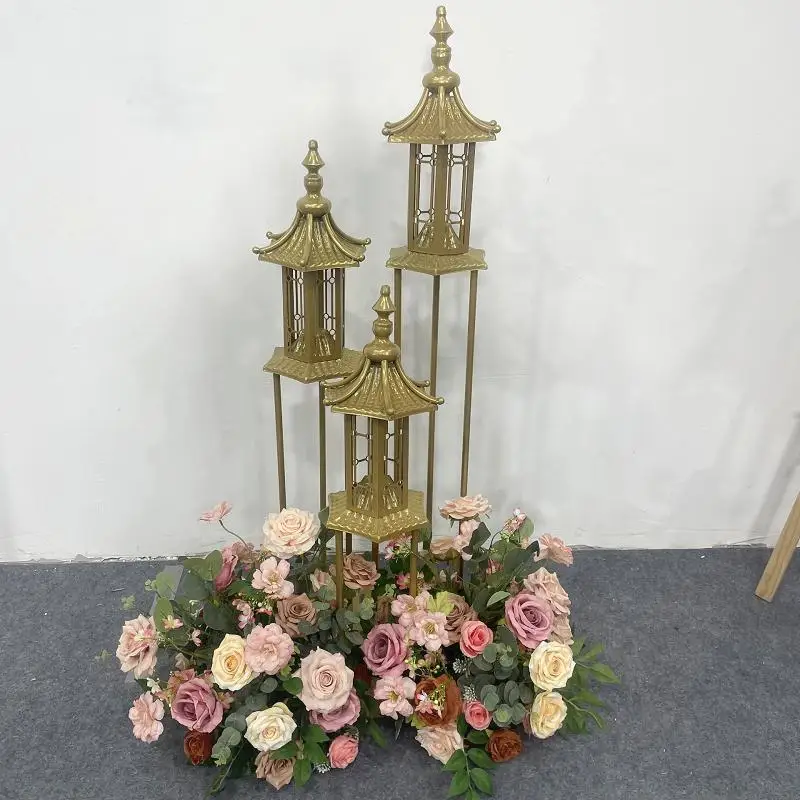 double-layer hexagonal pavilion pavilion road guide wedding props wedding screen Chinese style road guide stage ornament