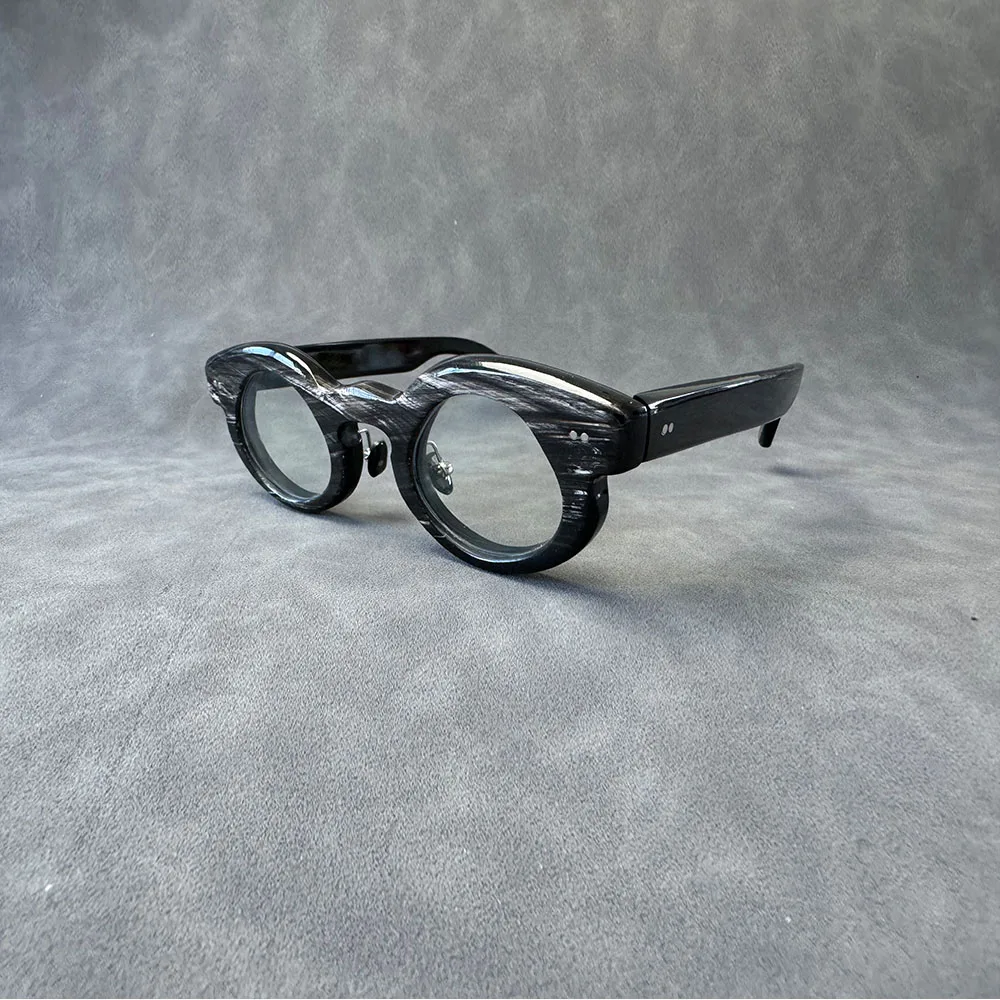 Eyeglass Frames Unique Irregularity Vintage Stripes Thick Handmade Buffalo Horn Lenses Eyewear Prescription Eyeglass Frames