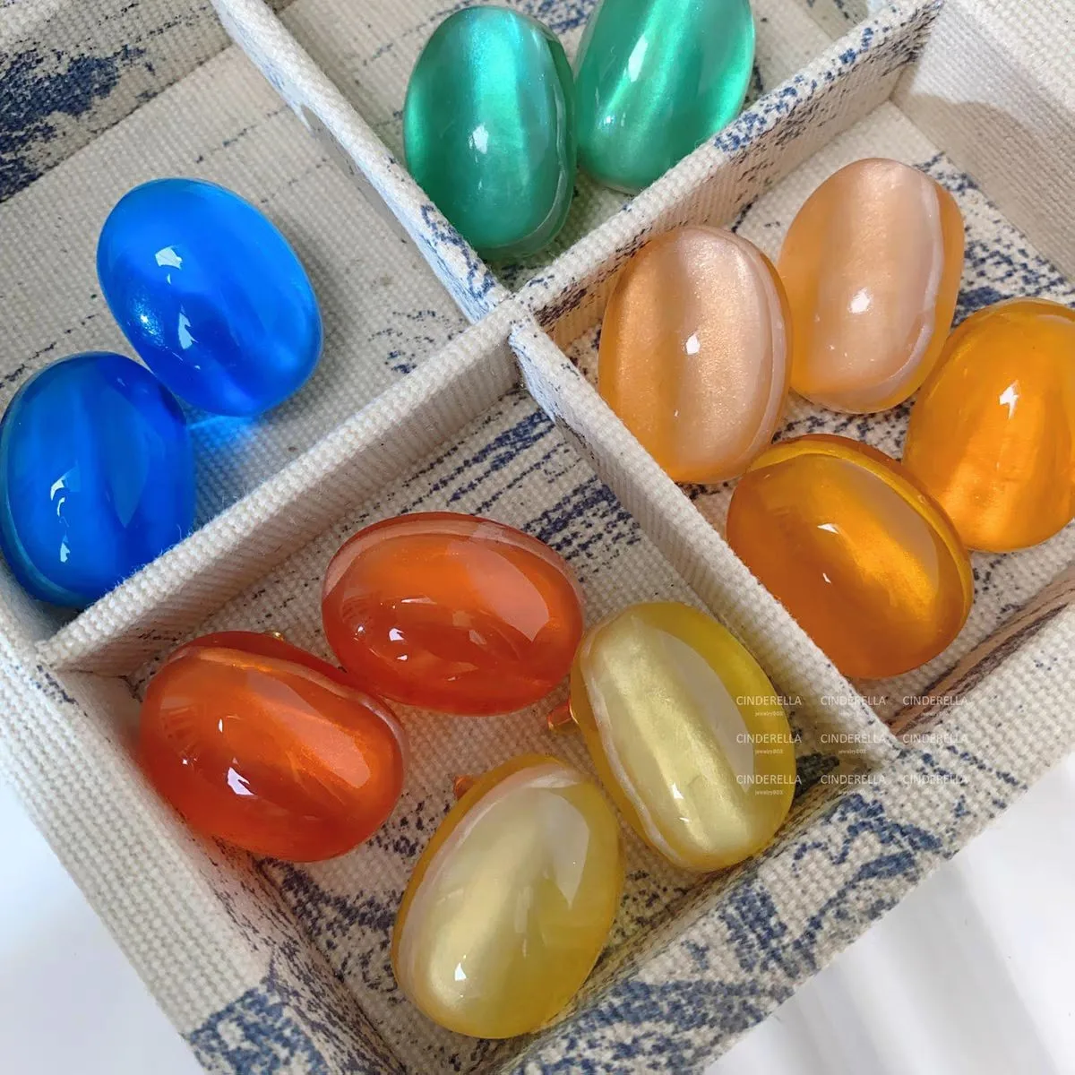 

Colorful oval stud earrings colorful summer lovely ear accessory