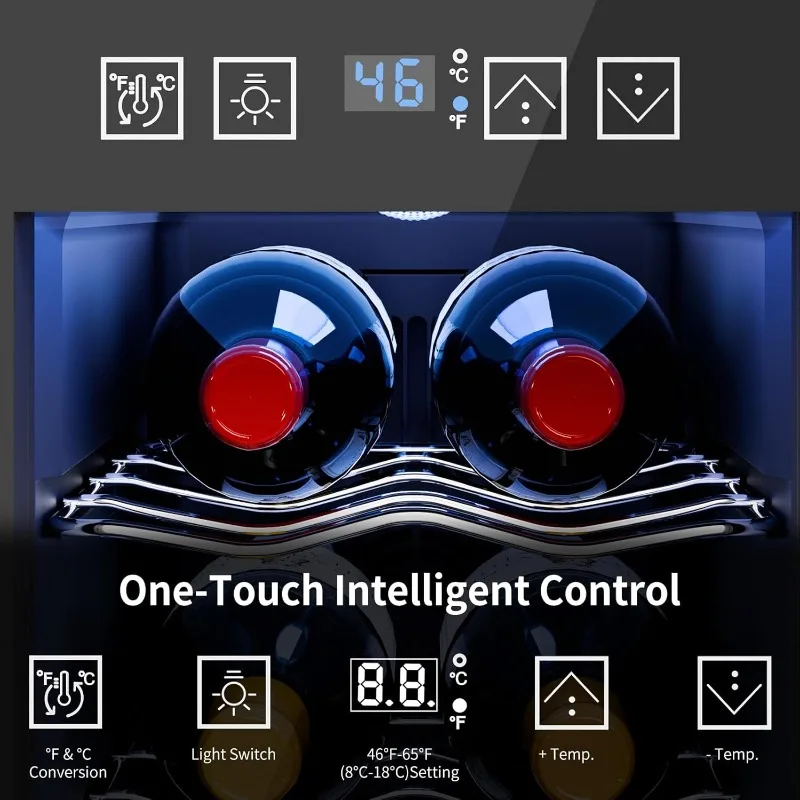 6 Bottle Wine Cooler, Wine Fridge Small with Digital Temperature Control, 46-65℉, Countertop Wine Cooler Refrigerator