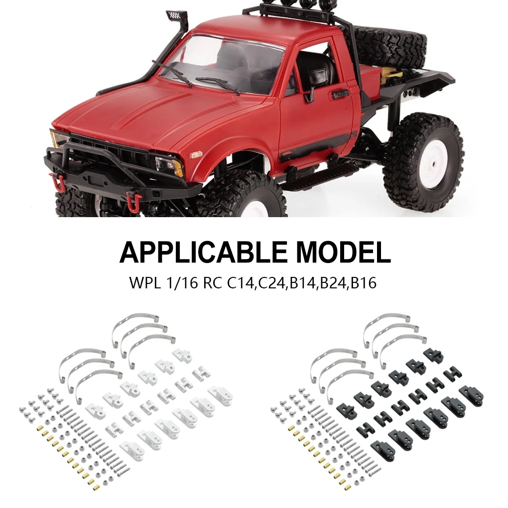 ชุดอัพเกรดชิ้นส่วนโลหะ RCGOFOLLOW ชุดอัพเกรดชิ้นส่วนโลหะแข็งสำหรับรถบังคับวิทยุ 1/16 WPL C14 C24 B14 B24 B16 Crawler สีเงิน