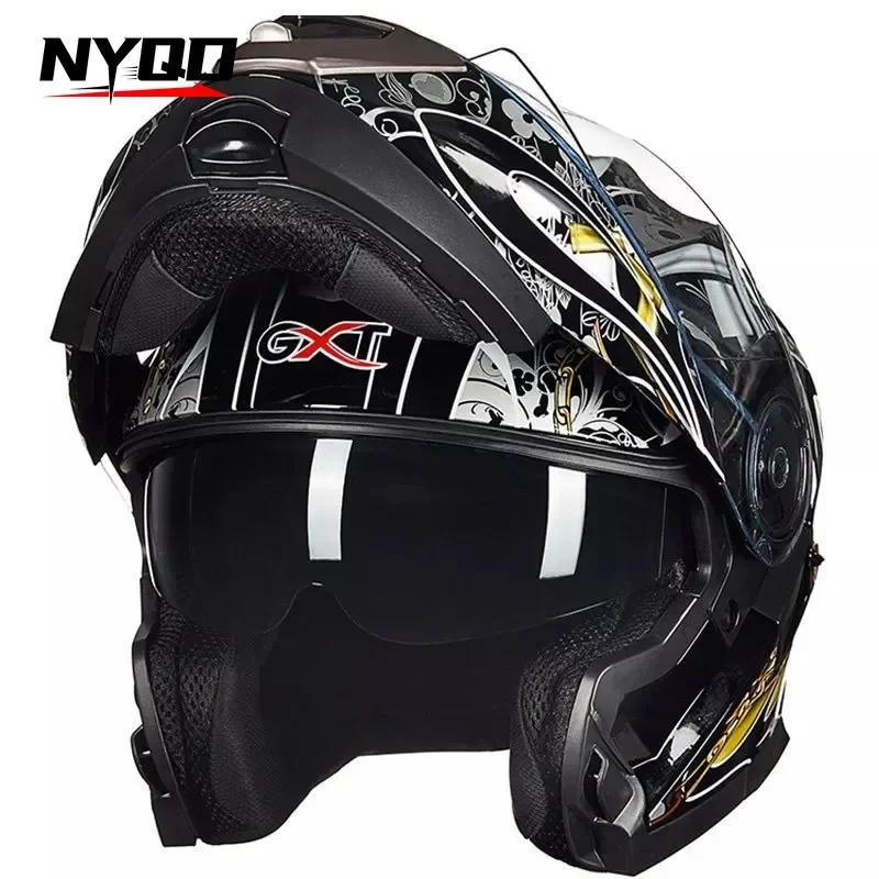 GXT160 Man Flip Up Motorcycle Helmet Pedals Motorbike Moduler Dual Lens Motocross Full Face Helmets Casco MotoCasque casco moto