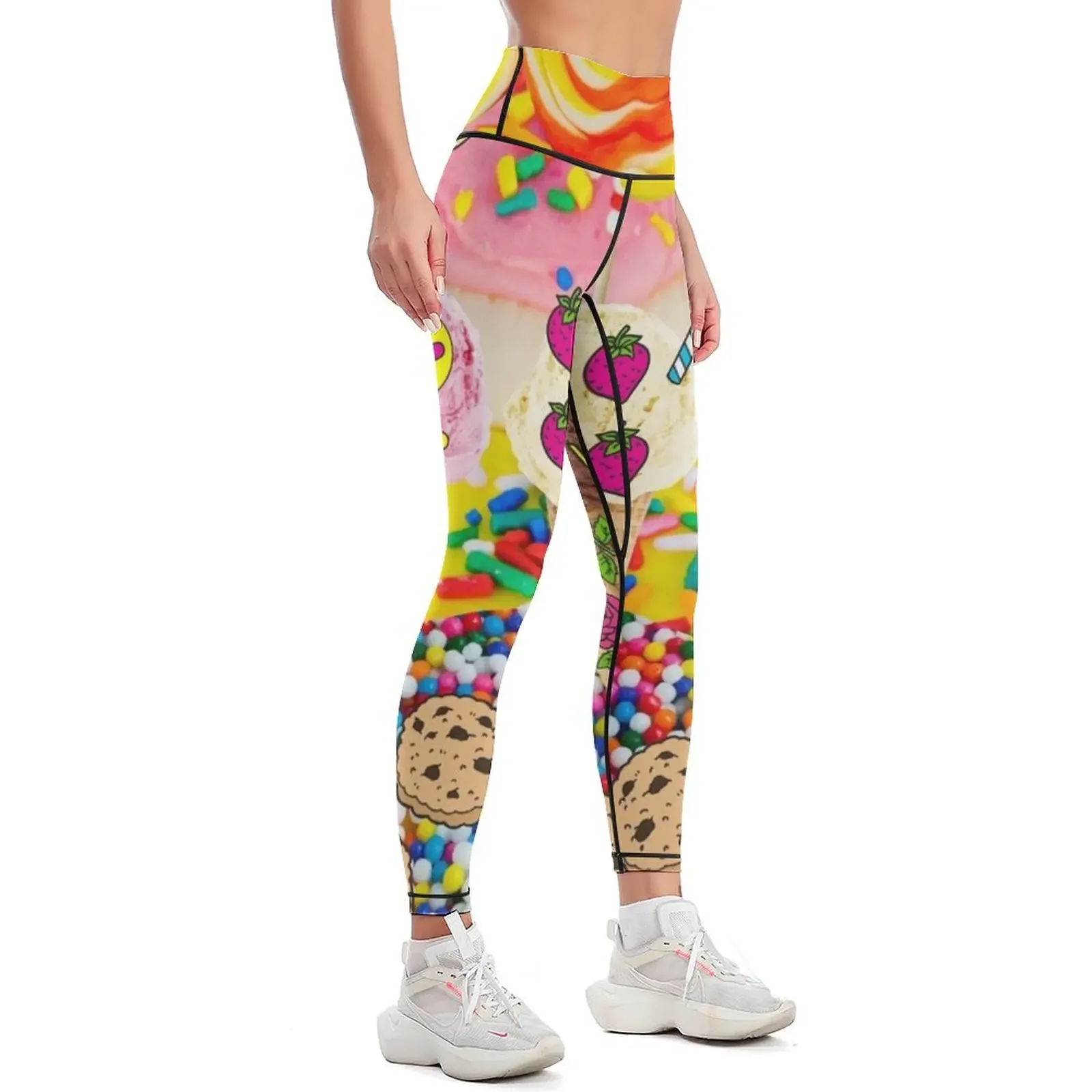 Ice Cream Sprinkle Candy Cookie Dreams Leggings sportswear for gym Clothing fitness Womens Leggings