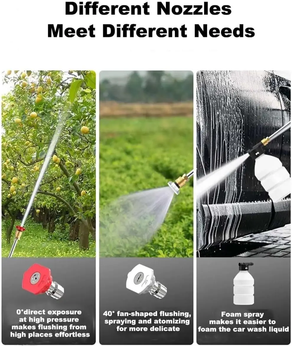 غسالة ضغط لاسلكية 30 بار 48 فولت، بطارية قابلة للشحن تعمل بفوهتين للسيارات والأسوار والانحياز