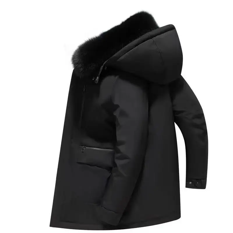 الفاخرة عالية الجودة الرجال منتصف طول أسفل سترة سترة معطف الشتاء رشاقته الدافئة الأبيض بطة أسفل حجم كبير أسفل سترة الرجال الاتجاه