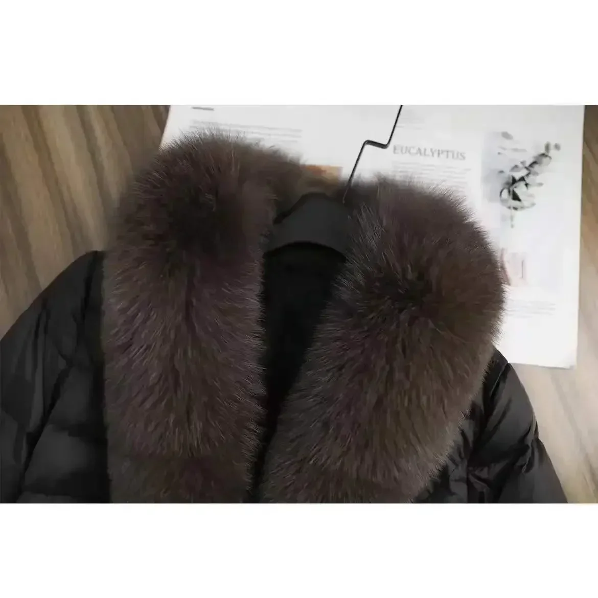 Winter New Fur Collar Women Down Jacket 90% White Duck Down Parkas Black Hooded Long High-end Down Jacket