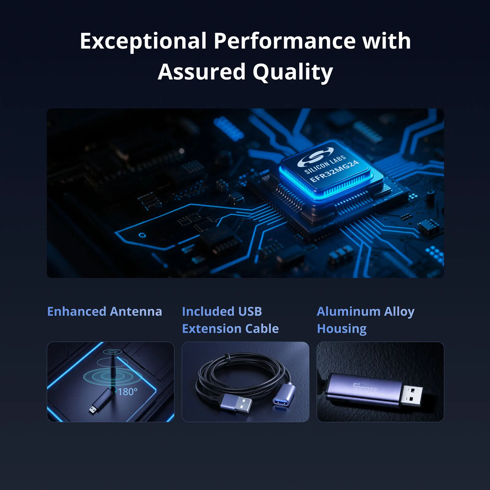 SONOFF Dongle Plus MG24 Zigbee Filettatura USB Dongle EFR32MG24 Nuovo chip potente Max 4.5dBi Antenna ad alto guadagno in alluminio Zigbee2MQTT