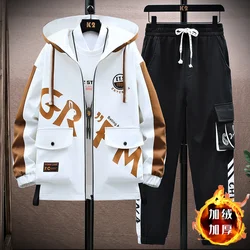 Winter Outfits Men Thick Warm Tracksuit  Set Men Fashion Clothing SportswearJacket Pants 2 Piece Fleece Lined Sets