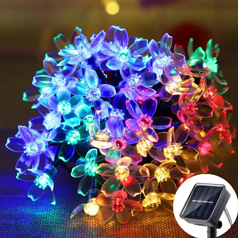 Поп-солнечные светодиодные гирлянды с вишневым цветом, уличные декоративные цветочные фонари для газона, сада, рождественской свадьбы, вечеринки, украшения дома