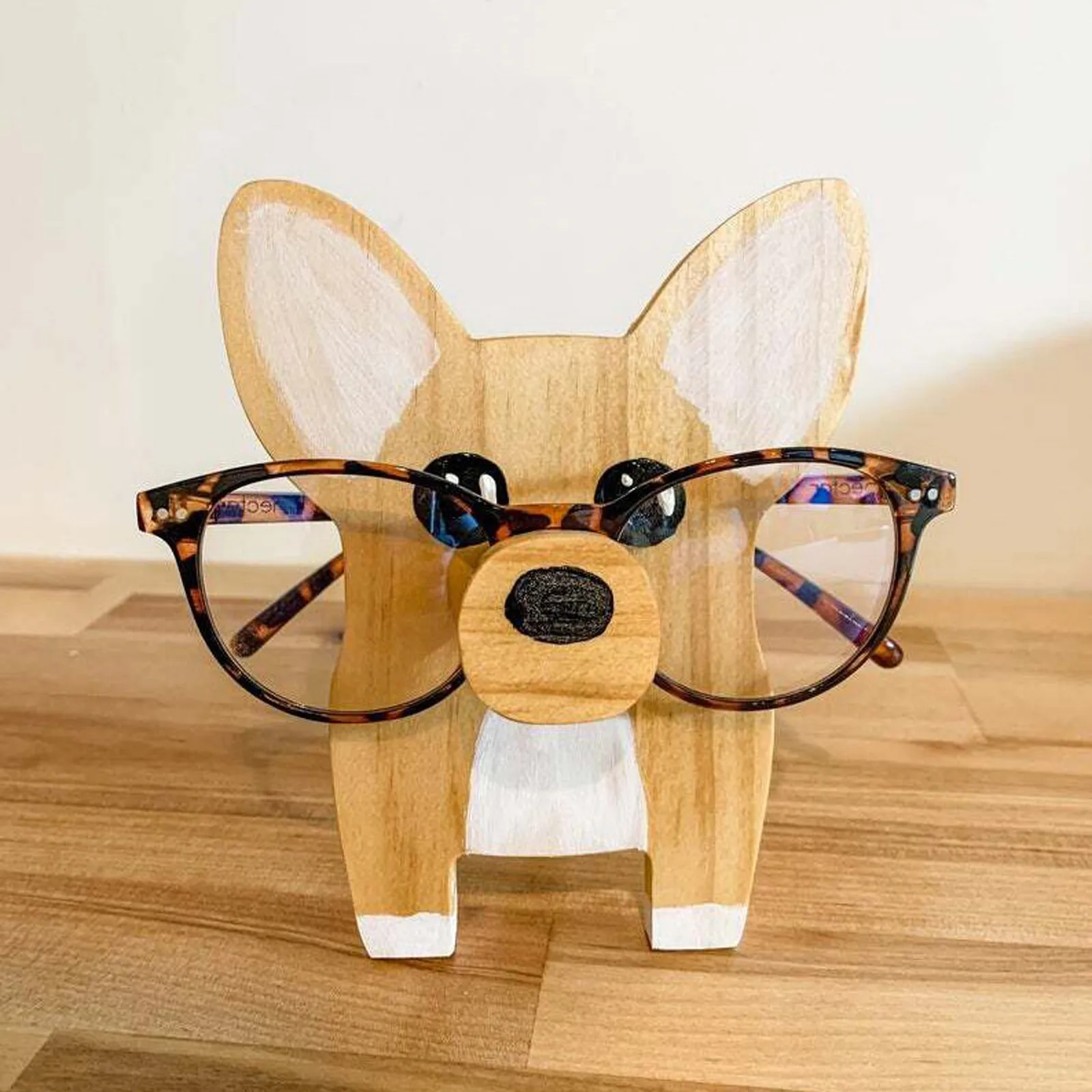 Corgi Dog Glasses Holder Stand Puppy Dog Glasses Frame Christmas Gift Cute Pet Wooden Ornament Sunglasses Eyeglass Display Rack