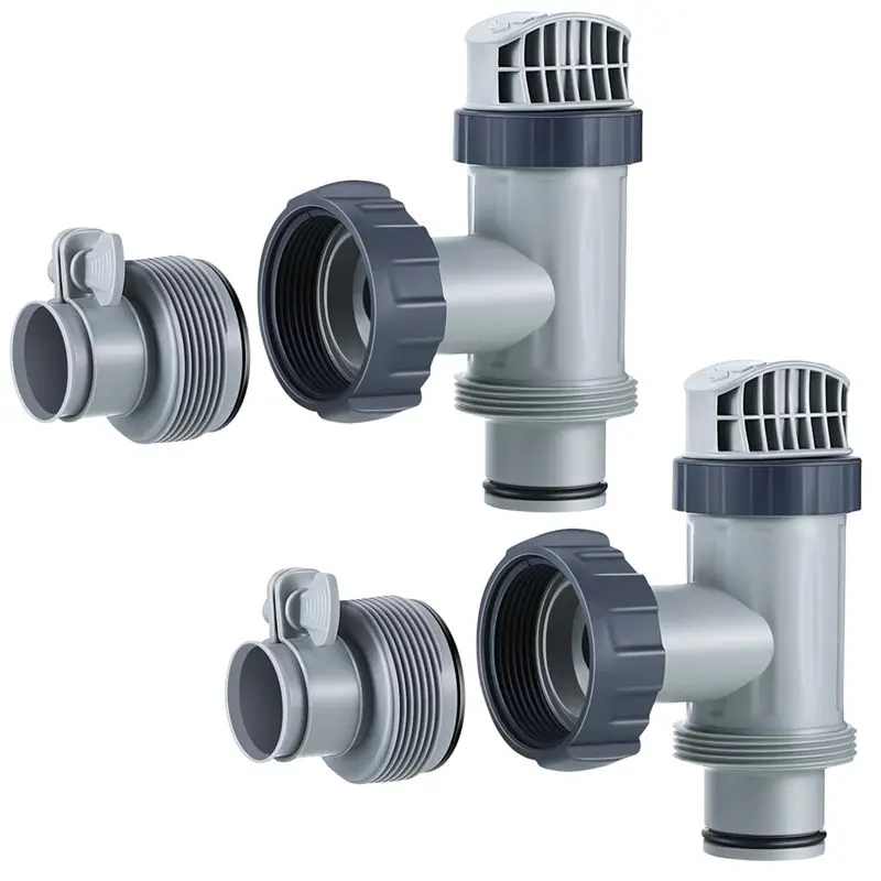 AEE4-2 Pcs Pool Plunger Valve And 1.25 Inch To 1.5 Inch Type B Hose Adapter Compatible For Intex Pool Replacement Parts