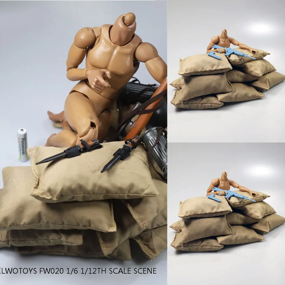 Feelwotoys Fw020 10Pc Sandbag 1/6 & 1/12กระสอบทรายทหารฉากสงครามเครื่องประดับอุปกรณ์เสริมสำหรับ6 "12" ตุ๊กตาขยับแขนขาได้รุ่น