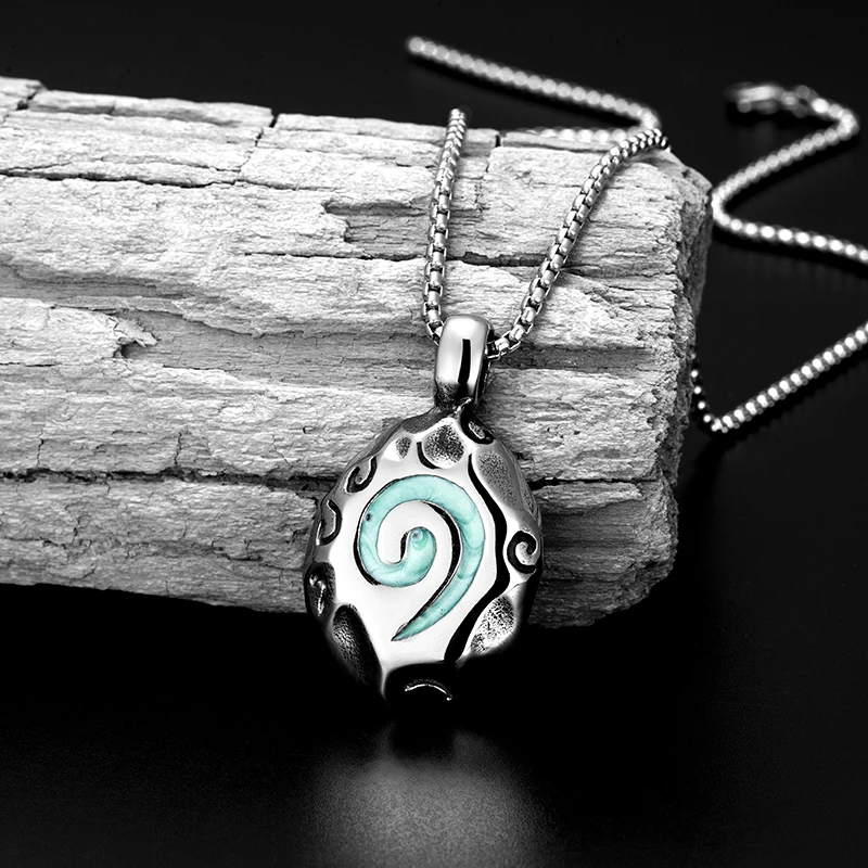 Trend Street Hearthstone Legend Pendant Necklace stainless Steel World of Warcraft Tide Chain Pendant For Men Women‘s Long Chain