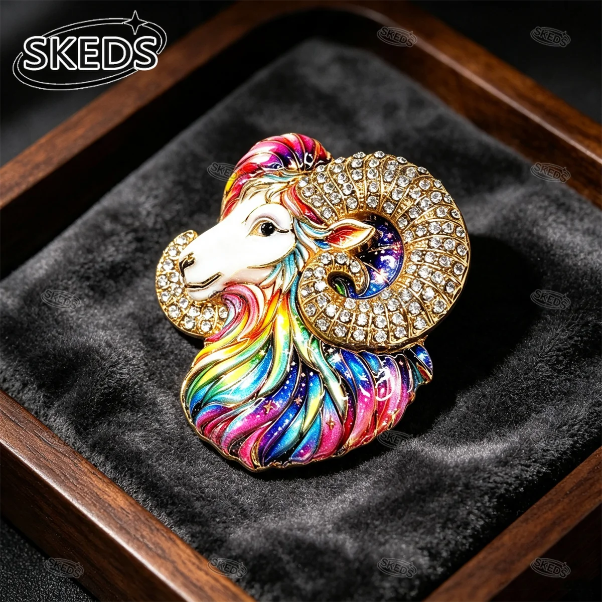 SKEDS Vintage Aries Ram Head Brooch Women 12 Zodiac Sign Lapel Pin Sheep Animal Brooches Coat Scarf Fashion Jewelry Gift