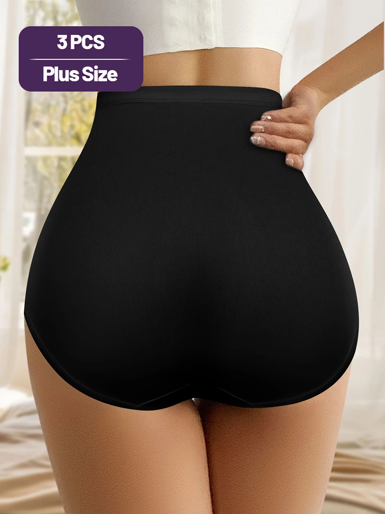 3pcs Plus Size High-Waisted Briefs - Breathable Mesh, Crossback Design, Slimming & Supportive, Sports Style, 0XL-6XL, Health