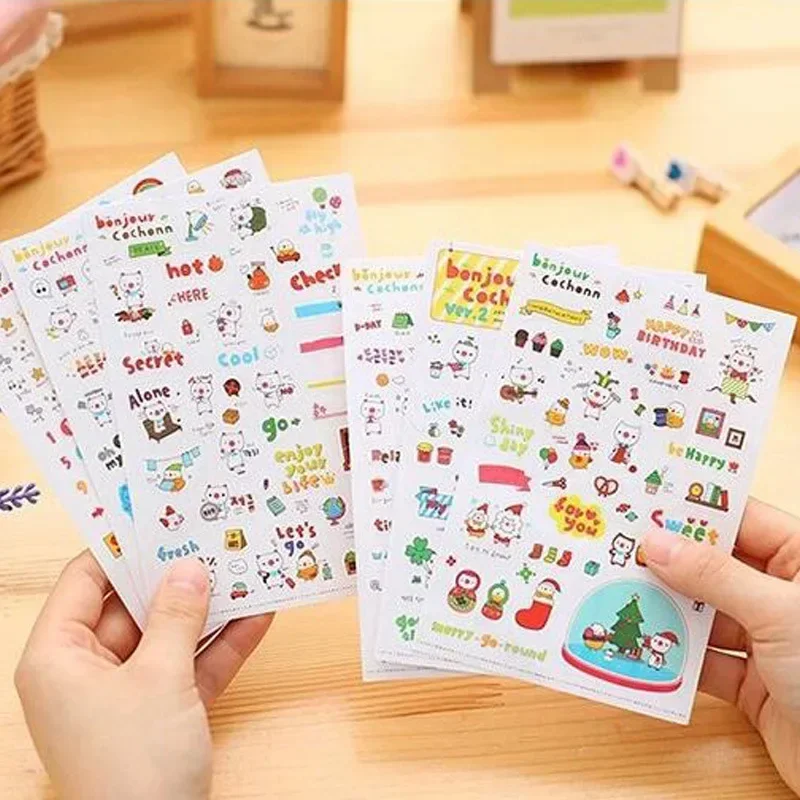 6Pcs/Set Korean Stationery Sticker Warm Household Display Food Stuff Stickers Diary Album Scrapbooking DIY Craft Handmade Label