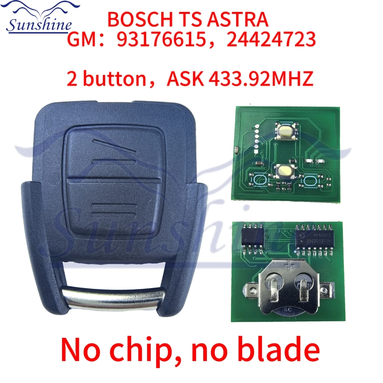 

Sunshine 93176615 433MHz Car Key Remote Control for Opel Vauxhall Astra A/G Zafira A 200-2004 Holden BOSCH TS 1998-2005 2Button
