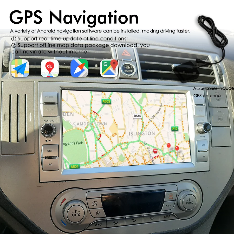 Autoradio Android 14, 8 Go/128 Go, Navigation GPS, 2DIN, Écran Tactile, Lecteur Vidéo, Limitation, Unité Centrale pour Voiture Ford Kuga 2008 Smax Fi.C.