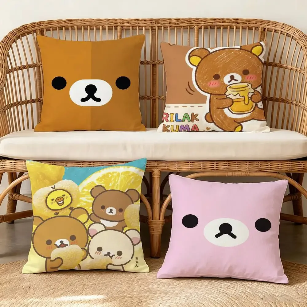 Cute Cartoon Anime R-Rilakkuma Cushion Cover 30x50 Polyester Sofa Cushions Decorative Throw Pillows Home Decoration Pillowcover