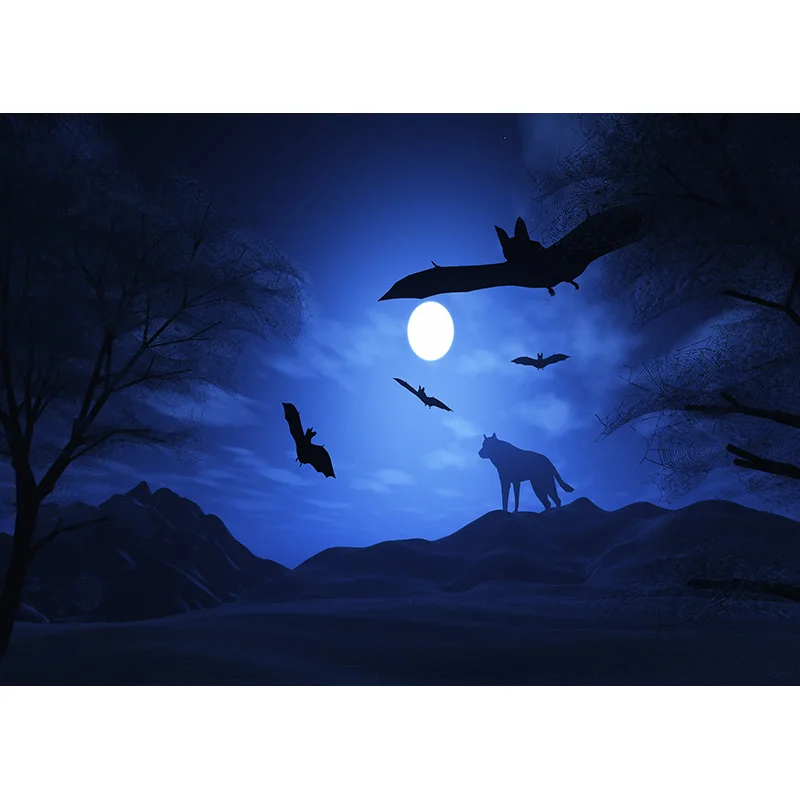 Nitree Halloween Backdrop Pumpkin Lantern Castle Forest Moon Tombstone Photography Background Photo Studio Props  NG-11