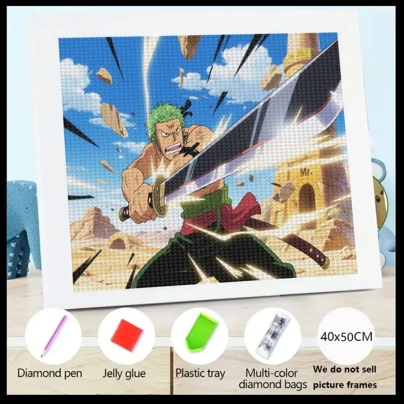 

1PC One Piece Roronoa Zoro Sword Action 5D Full Drill Diamond Painting Kit, Anime Manga Character Crystal Rhinestone Art DIY Cra