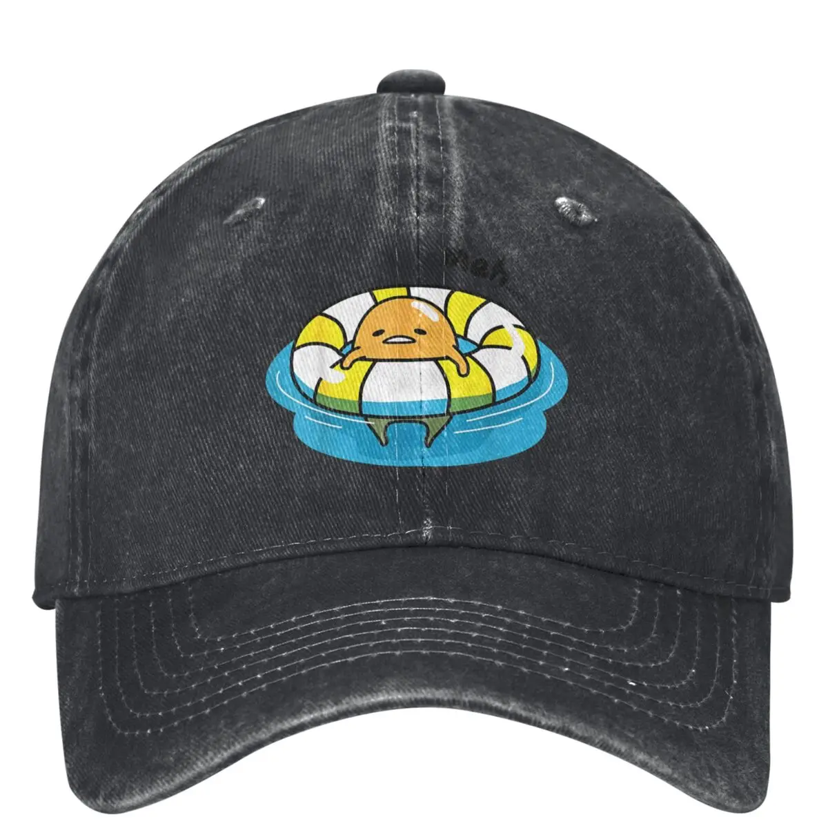 Gudetama Pool Float Washed Baseball Cap Street Style Trucker Dad Hat Summer Couple Women Hunting Camping Sun-Proof Snapback Cap