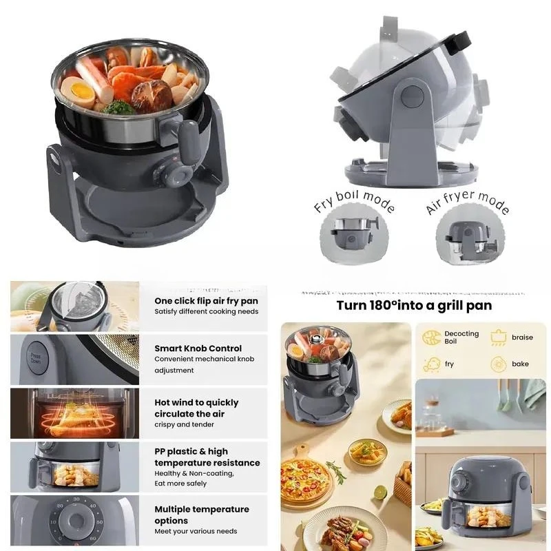 Mini Flip Air Fryer with Grilling and Frying Function for Home Hotel RV Kitchen Appliance