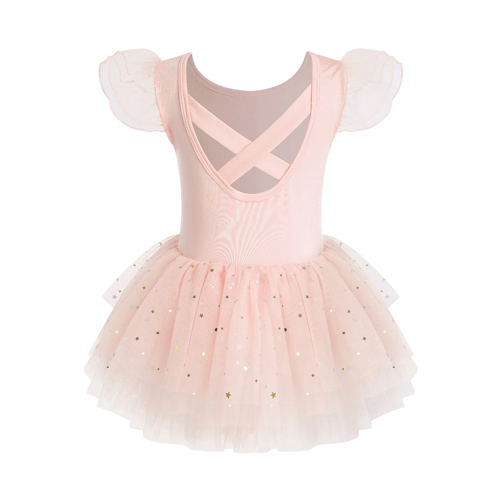 

Kids Girls Ballet Dance Stage Performance Dress Layered Sequin Tulle Tutu Dress Ballerina Costume Competition Dance Leotard