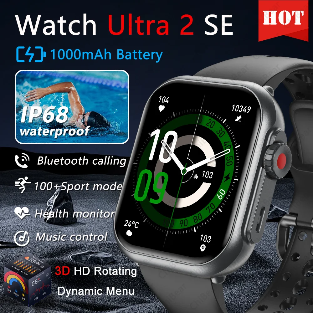 

2025 New Watch Ultra 2 SE Smartwatch Men Women Smart Bracelet 1000mAh Battery Heart Rate Bluetooth Call Sports IP68 Smart Watch