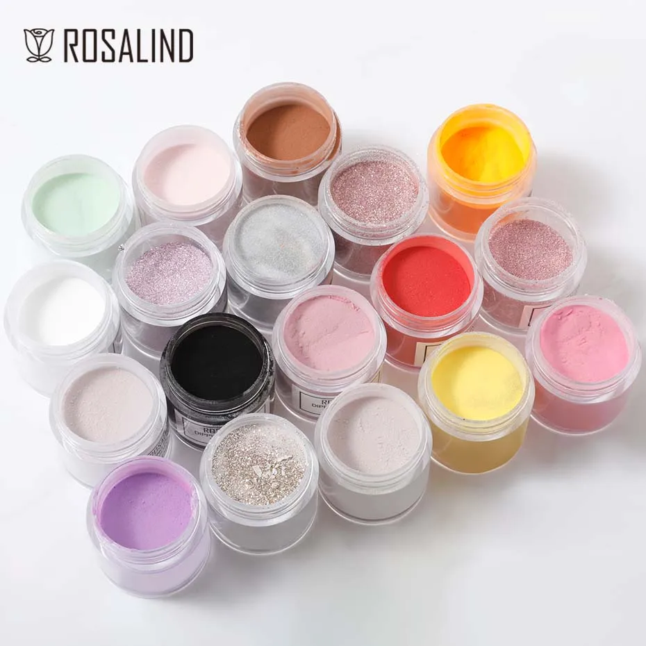 Rosalind Dompelpoeder Dip Glitter Stof Manicure Pure Nagel Poeder Decoratie Voor Dip Extensie Nail Art Design Gel Lucht Droog