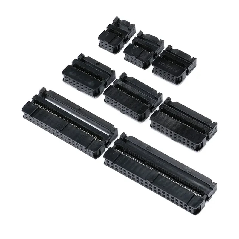 10Pcs FC 2.54mm Pitch Dual Rows 6/8/10/14/16/20/30/34/40Pin IDC Socket Connector for 1.27mm Wire Ribbon Cable DC3 Header