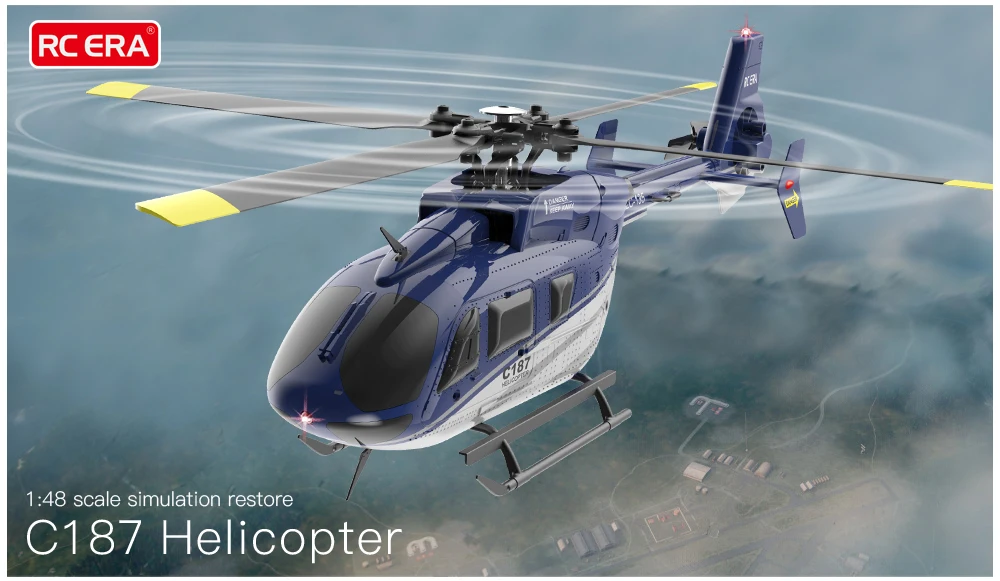 RC ERA C187 هليكوبتر 4CH 1/48 مقياس بارومتر الارتفاع الإعداد 6-محور الدوران 15 دقيقة الطيران فرش EC135 محاكاة طائرة