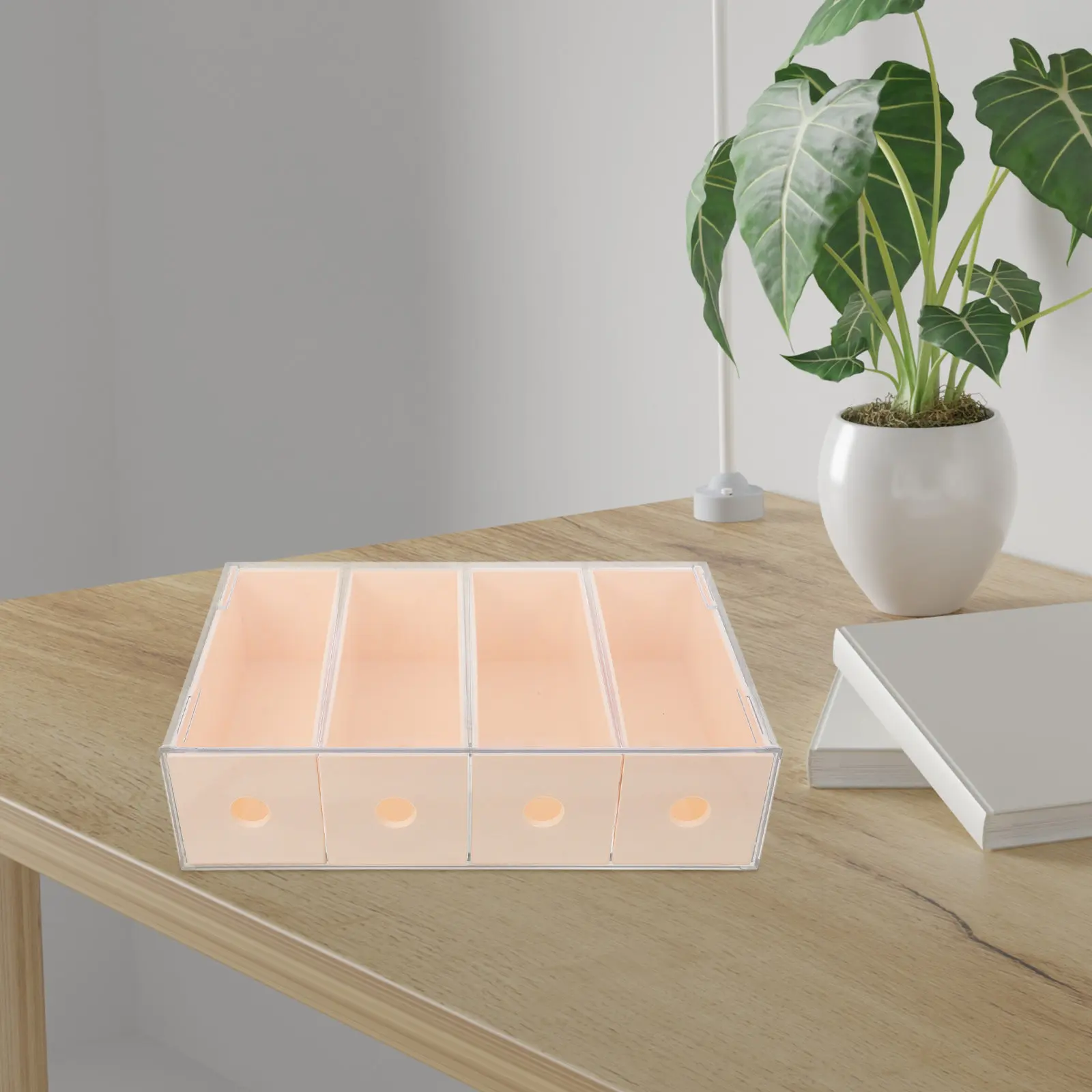 4-Compartment Transparent Desktop Drawer Organizer Box Stackable Versatile Glasses Storage Box for Eyewear Jewelry Makeup