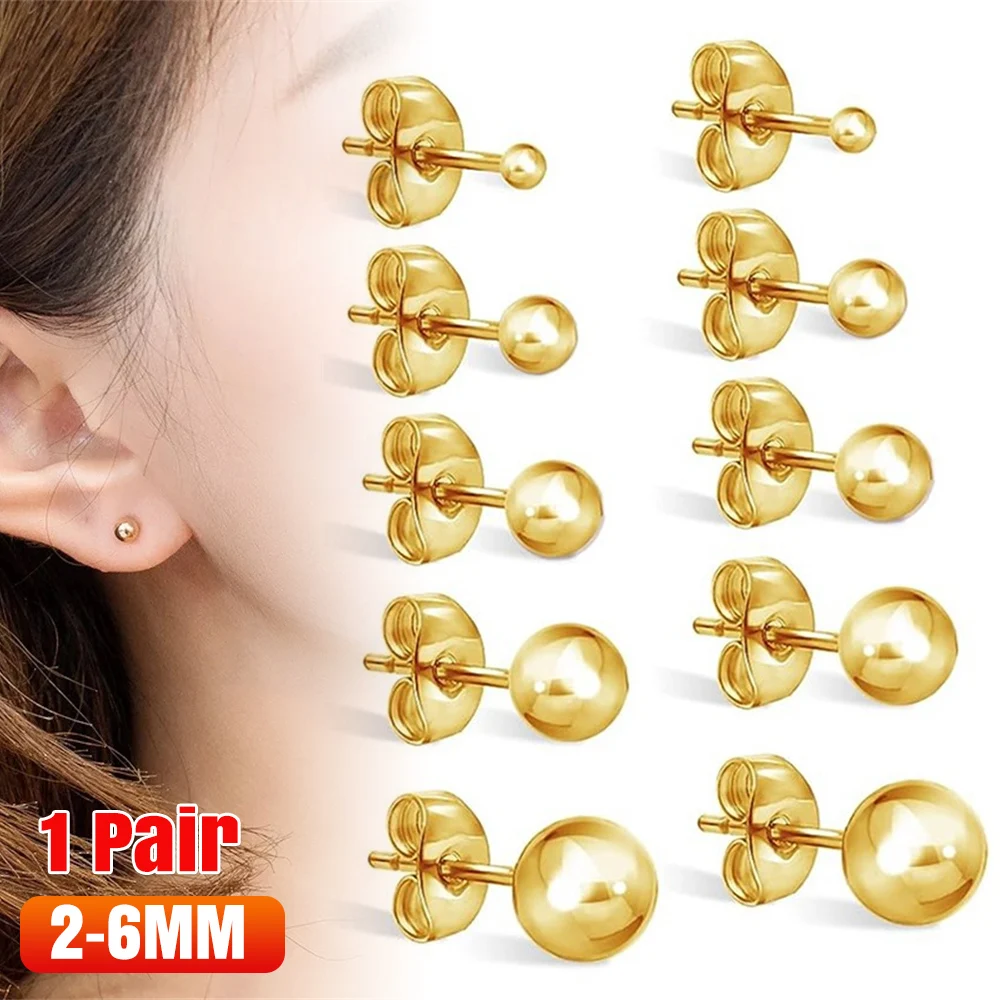 Ear Piercing Studs Stud Earrings Surgical Steel Pairs Gold Silver Black